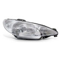 Farol Peugeot 206 1998 1999 2000 A 2003 Foco Simples Raiado Direito/passageiro