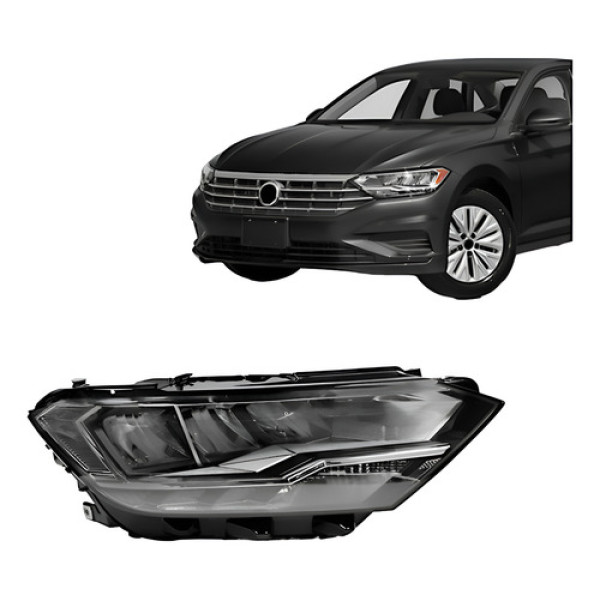 Farol Jetta Sedan 19 A 22 Elétrico C/ Motor Led Tyc Esquerdo