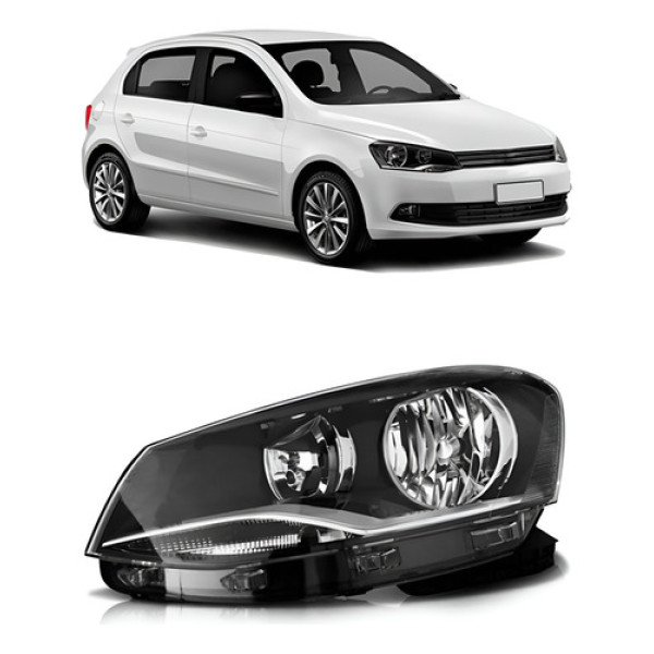 Farol Gol G6 2013 A 2016 Foco Duplo Cromado Mascara Negra