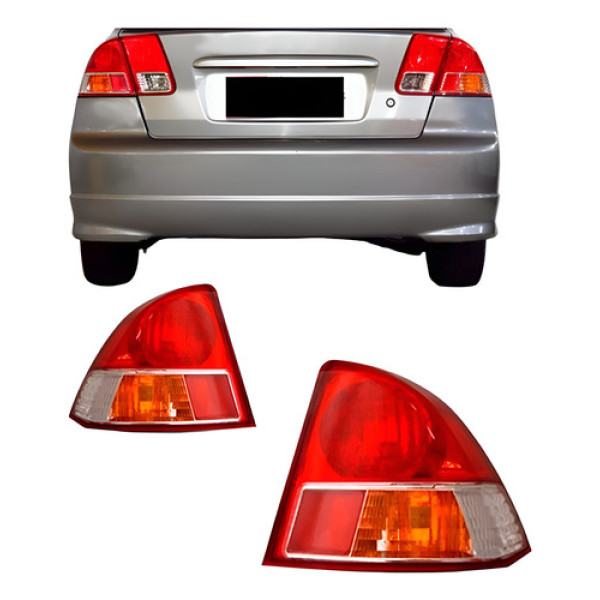 Par Lanterna Traseira Honda Civic 2003 2004 2005 2006 Vermelho