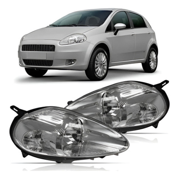 Par De Fiat Farol Punto 2007 09 2009 2010 2011 2012 Cromado Ambos Lados