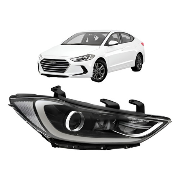 Farol Elantra 2017 2018 Com Projetor Sem Led Com Motor - Direito/passageiro