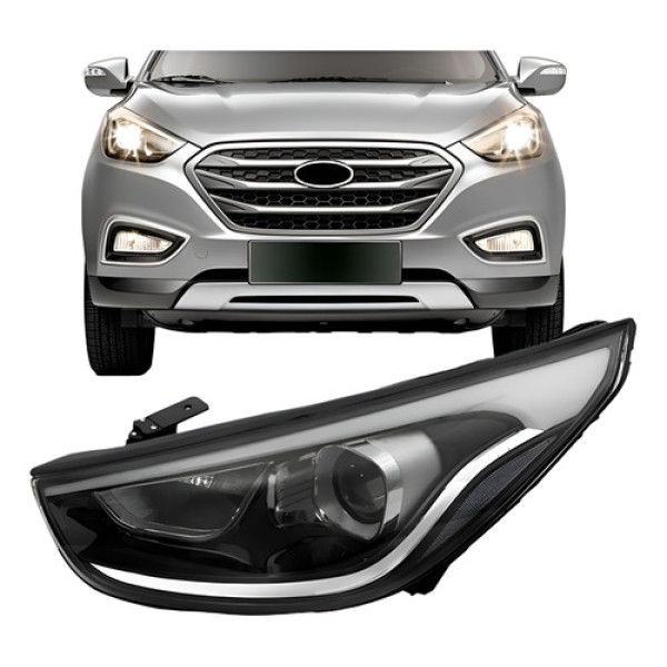 Farol Eletrico / Manual C/ Led Ix35 2016 17 18 19 20 21 2022