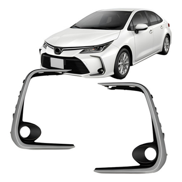 Par Moldura Milha Corolla 2020 2021 2022 C/ Moldura Cinza