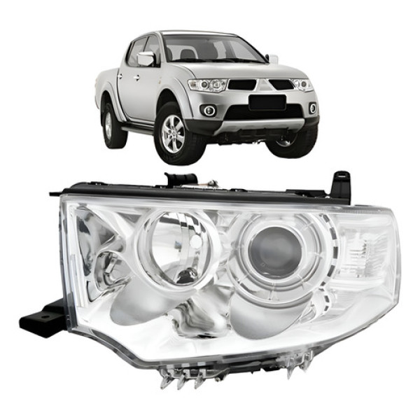 Farol Para Mitsubishi L200 2013 2014 2015 Cromado