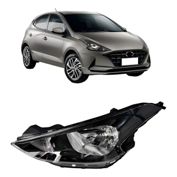 Farol Dianteiro Para Hyundai Hb20 2020 2021 2022 Sem Led