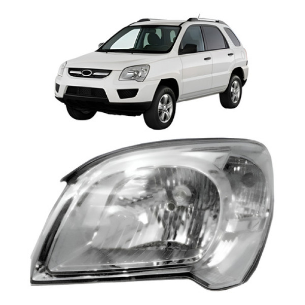 Farol Kia Sportage 2009 2010 2011 Cromado Esquerdo/motorista