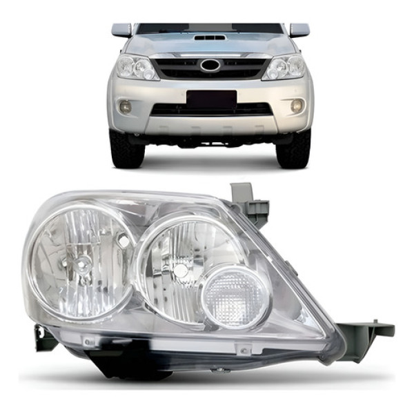 Farol Hilux Sw4 2004 A 2008 Cromado Direito/passageiro