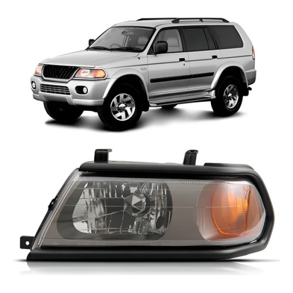 Farol Pajero Sport 2000 A 2004 Eletrico Mascara Cinza Esquerdo/motorista