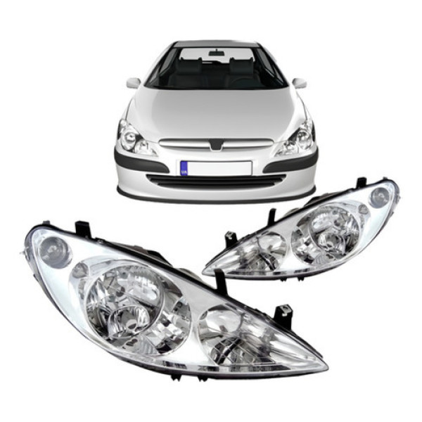 Farol Peugeot 307 2003 2004 2005 2006 Cromado