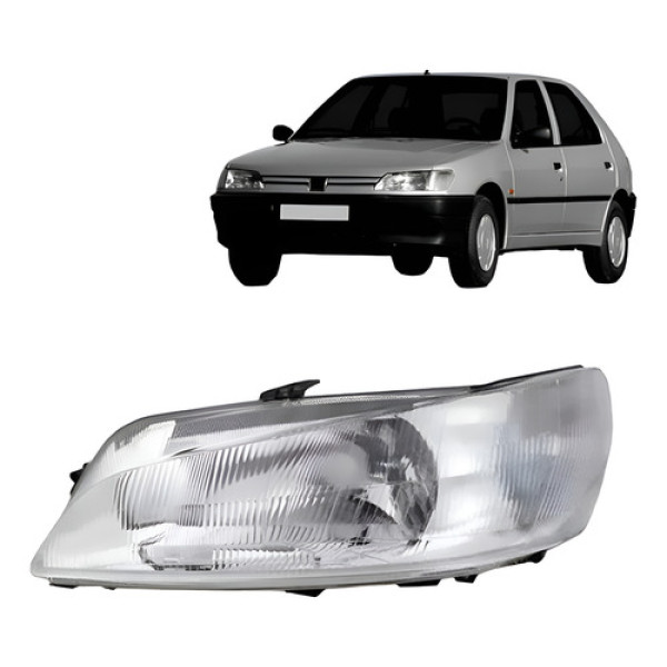 Farol Para Peugeot 306 97 A 98 Foco Duplo S/auxiliar