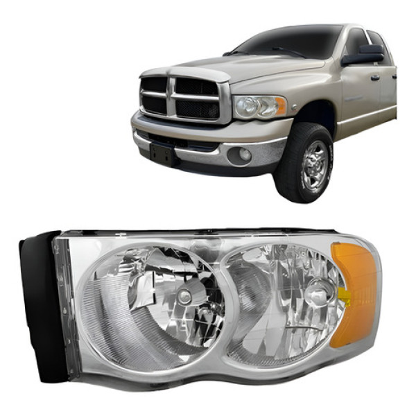 Farol Dodge Ram 2004 2005 Cromado Modelo Original Esquerdo/motorista