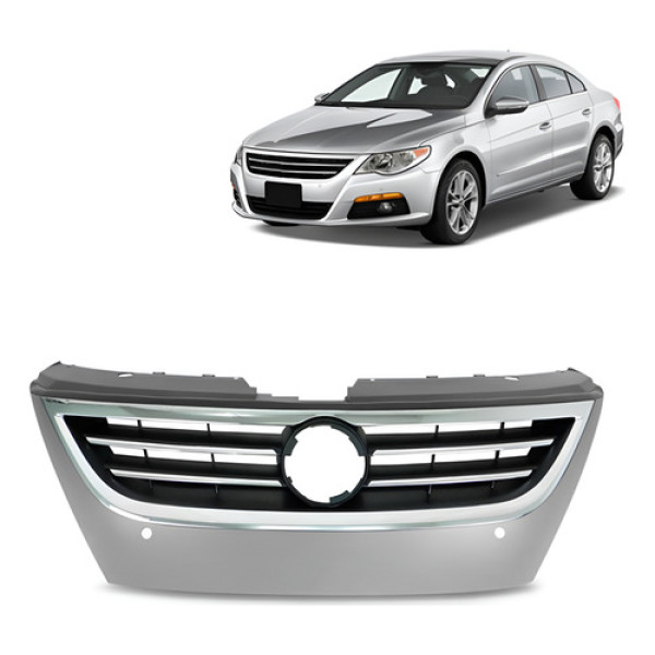 Grade Radiador Passat Cc 2011 A 2014 Moldura Cromada C Furo Metalico Plástico