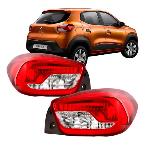 Par Lanterna Traseira Kwid 2017 A 2022 Ambos Lados Vermelho