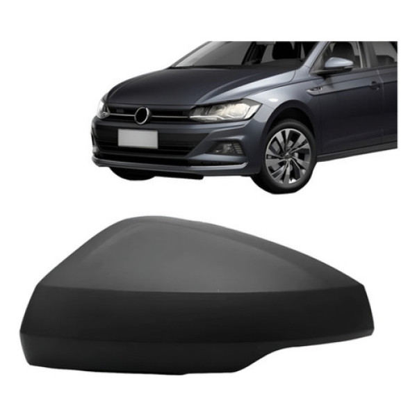 Capa Retrovisor Novo Polo 2018 Preto C/ Furo Pisca