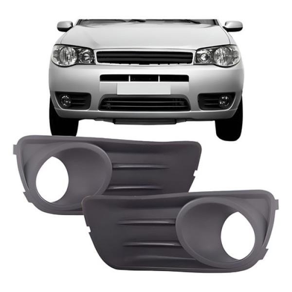 Par Moldura Milha Palio 2009 2010 2011 2012 Com Furo Cinza