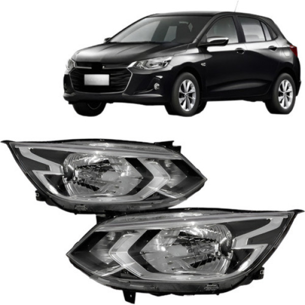 Par Farol Onix Lt 2020 2021 2022 Cromado Sem Led Manual