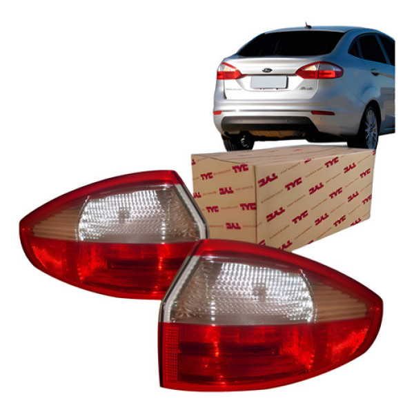 Par Lanterna Traseira New Fiesta 2014 2015 Sedan Tyc Ambos Lados Vermelho