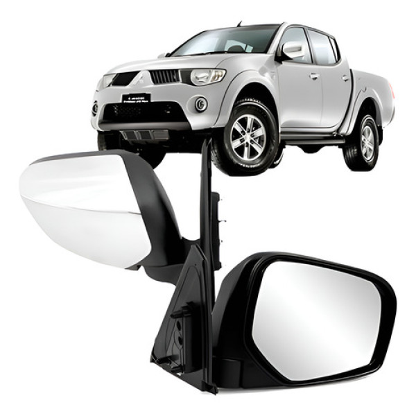 Par Retrovisor L200 Triton Fixo Capa Cromada 2007 A 2016