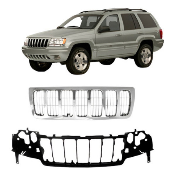 Kit Grade E Painel Frontal Grand Cherokee 1999 A 03 Cromada