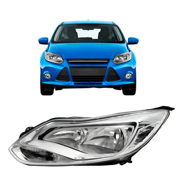 Farol Focus 2014 2015 2016 Eletrico C/motor Cromado Esquerdo/motorista