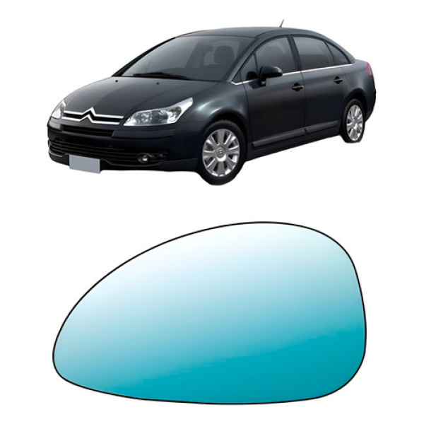 Espelho Base Retrovisor C4 2007 08 09 10  2011 Térmico Azul