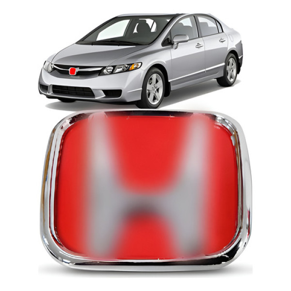 Emblema Grade Radiador Civic 07 A 11 \\ Fit 09 A 14 Vermelho