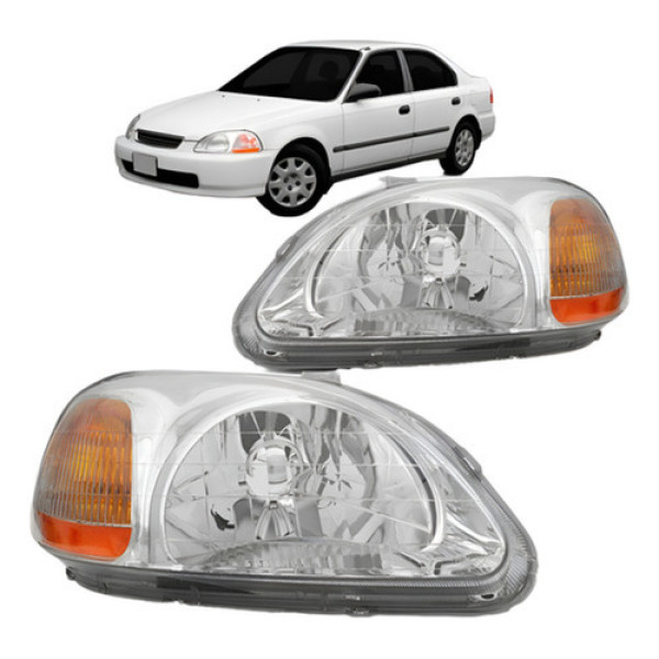 Farol Honda Civic 1996 1997 1998 Pisca Âmbar Modelo Original