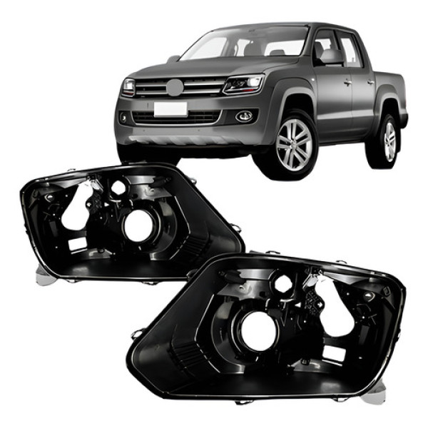 Par Carcaça Farol Dianteiro Vw Amarok 2010 A 2016