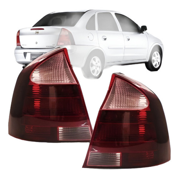 Par De Lanterna Traseira Ré Rosa Gm Corsa Sedan 2003/2012
