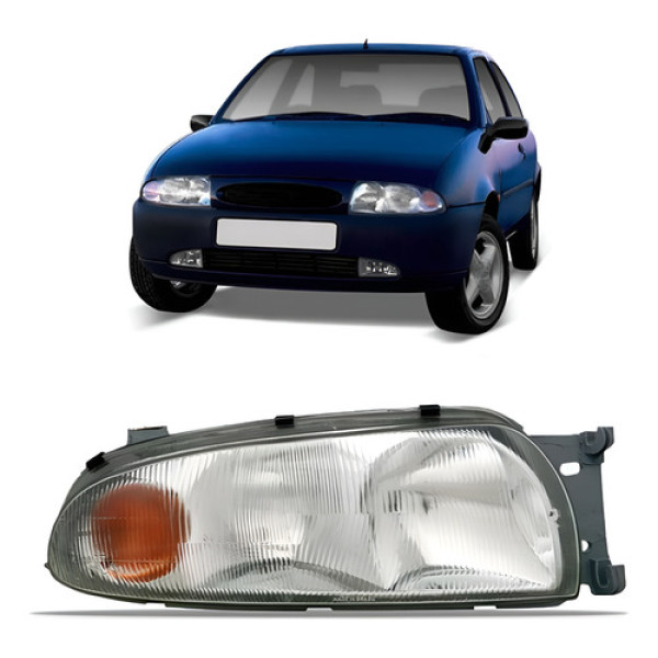 Farol Fiesta 1996 97 98 1999 Cromado Com Pisca Ambar Direito/passageiro