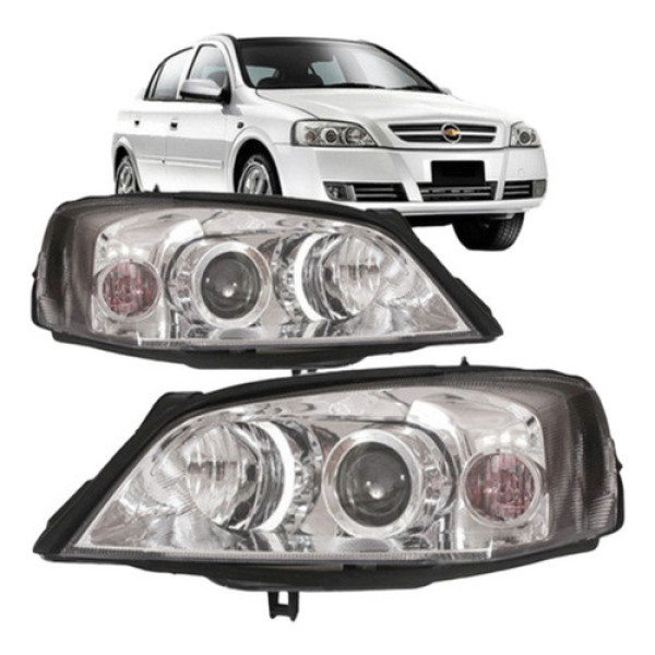 Par Farol Astra Sedan Hatch 2003 A 2012 Foco Duplo Cromado