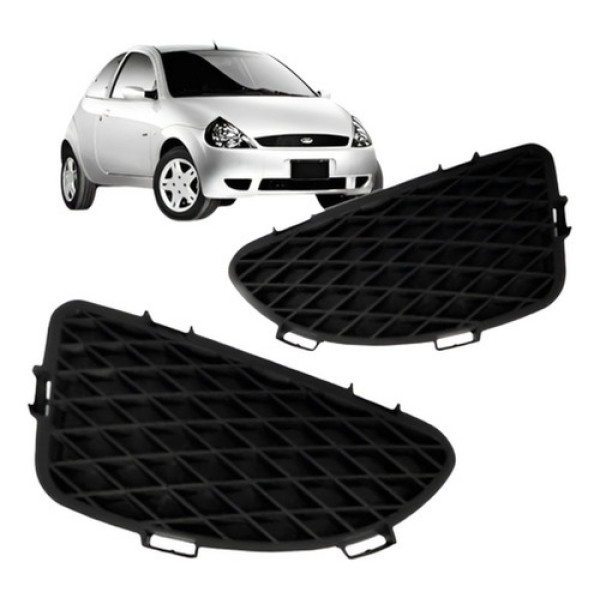 Par Grade Farol Milha Ford Ka 2002 03 04 05 06 07 Sem Furo.