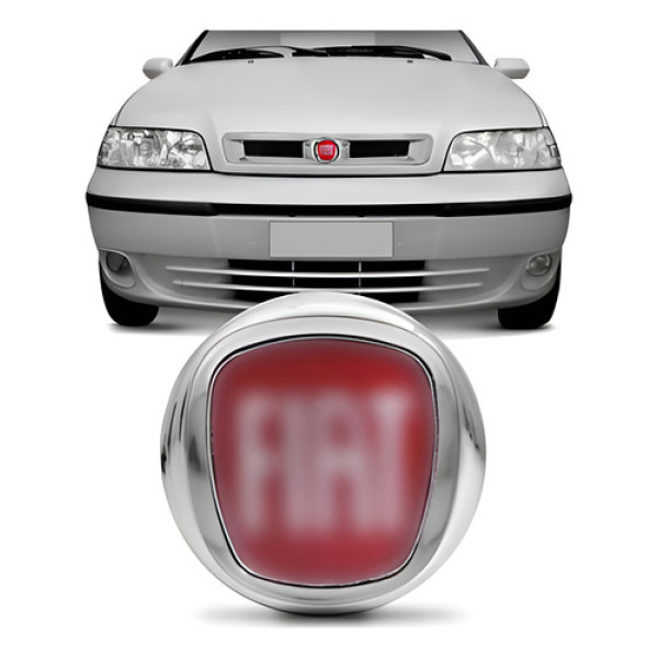 Emblema Grade Radiador Palio Siena 2000 A 2003 Vermelho