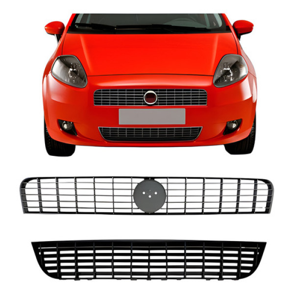 Kit Grade Punto 2007-2011 Superior/ Inferior Preta Preto