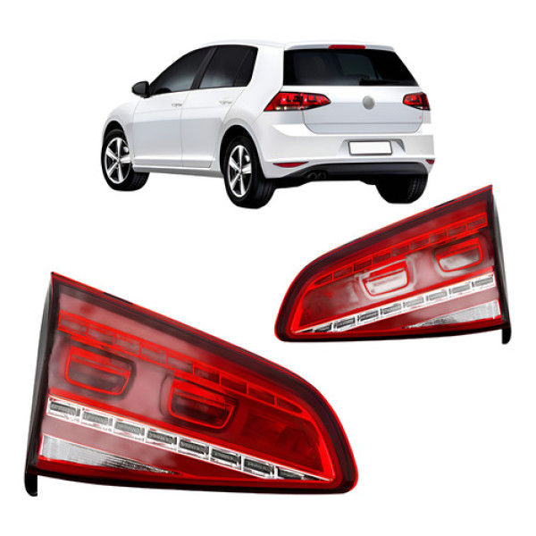 Par Lanterna Traseira Golf 2014 A 2017 Com Led Porta Mala Ambos Lados Vermelho