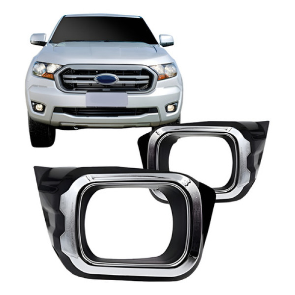 Par Moldura Milha Ranger Com Aro Cromado 2020 2021 2022