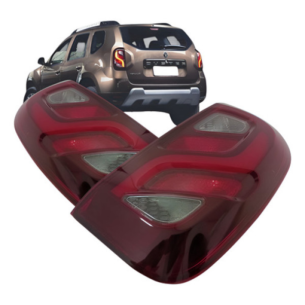 Par Lanterna Traseira Renault Duster 2015 16 2017 2018 Led Ambos Lados Vermelha