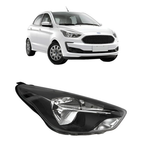 Farol Ford Ka 2019 2022 Mascara Negra Manual Lado Direito Direito/passageiro