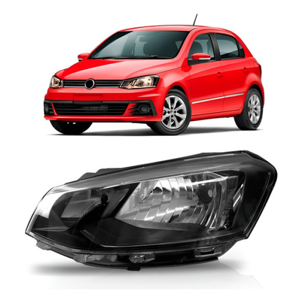 Farol Gol G7 2016 A 2018 Manual Foco Simples Friso Preto