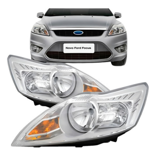 Par Farol Focus 2009 A 2012 Eletrico Com Motor Sem Projetor - Ambos Lados