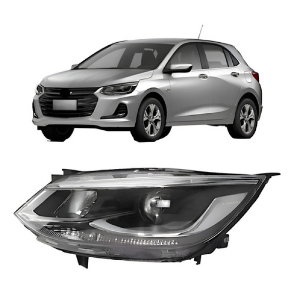 Farol Onix 20 A 24 Cromado Elétrico C/ Projetor Tyc Esquerdo