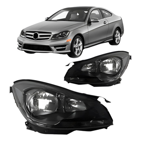 Par Farol Mercedes Classe C 2012  A 14 Máscara Negra S Xênon Ambos Lados