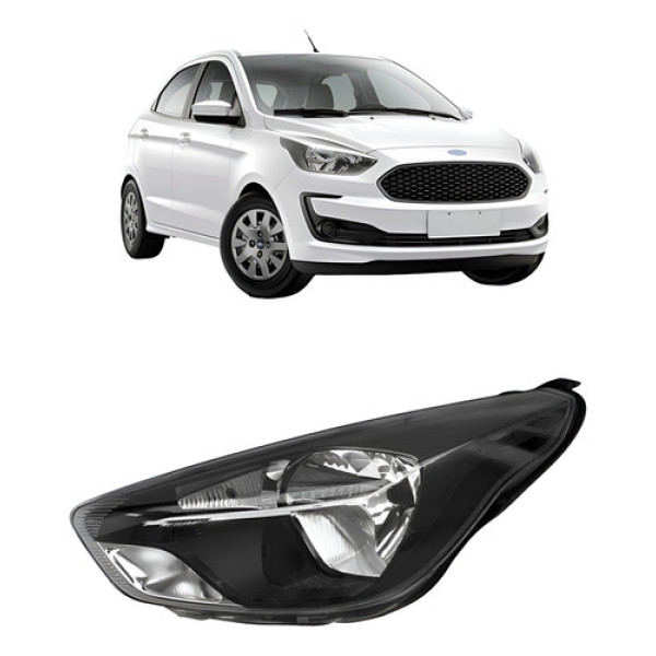 Farol Para Ford Ka 2019 2020 2021 2022 Mascara Negra Manual