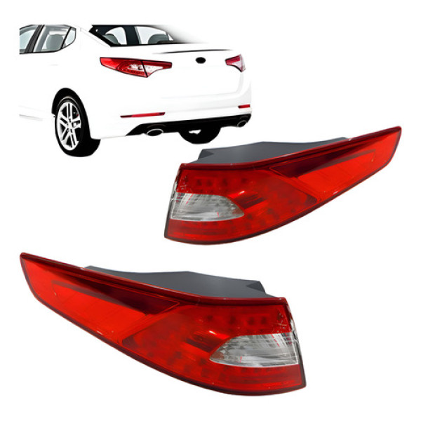 Par Lanterna Traseira Optima 2013 2014 2015 Canto Com Led Ambos Lados Vermelho