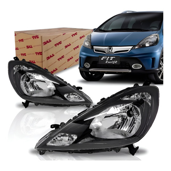 Farol Honda New Fit Twist 2013 2014 2015 Máscara Negra Tyc