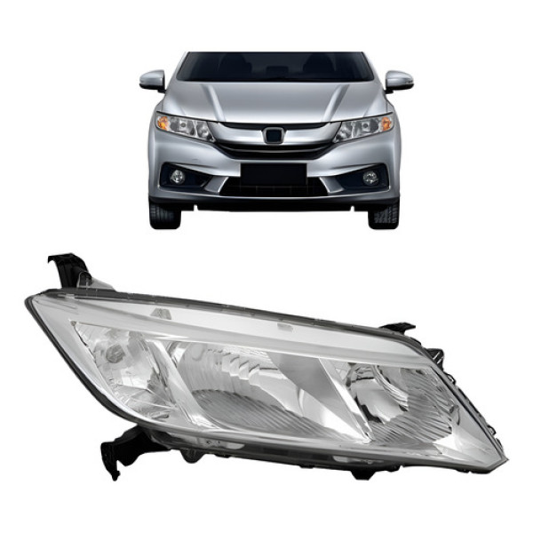 Farol Para Honda City 2014 2015 2016 2017 Cromado Manual