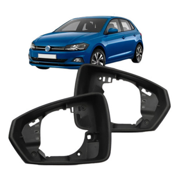 Par Aro Retrovisor Polo E Virtus 2017 A 2021 Sem Furo Pisca Preto