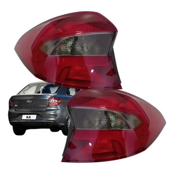Par Lanterna Traseira Ford Ka+ Sedan 2015 A 2018 Fume Ambos Lados Fumê