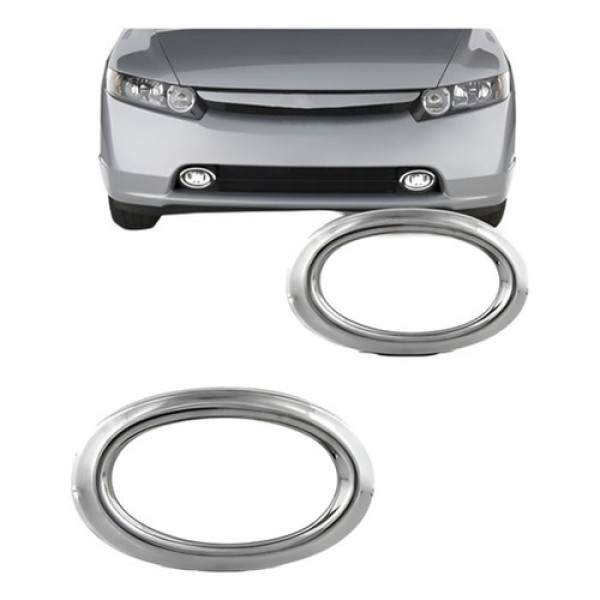 Aro Farol Milha Auxiliar Civic 2006 2007 2008 Cromado